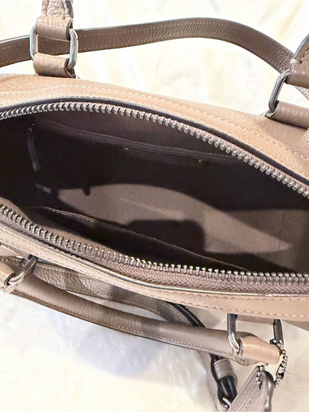 LIKE NEW Coach Outlet Medium Rowan Satchel Bag - Dark Stone - Picture 2 of 8